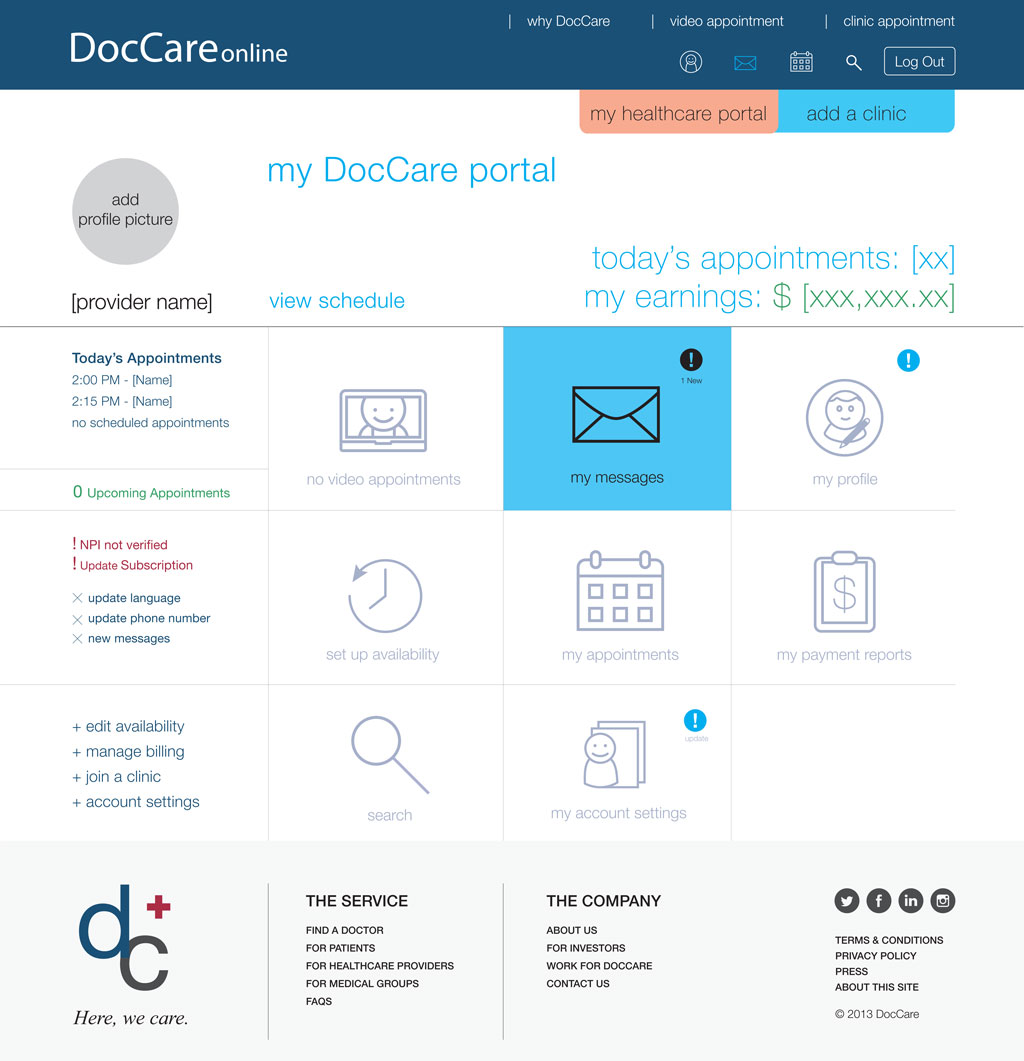 Providers and Clinics have their own Dashboard