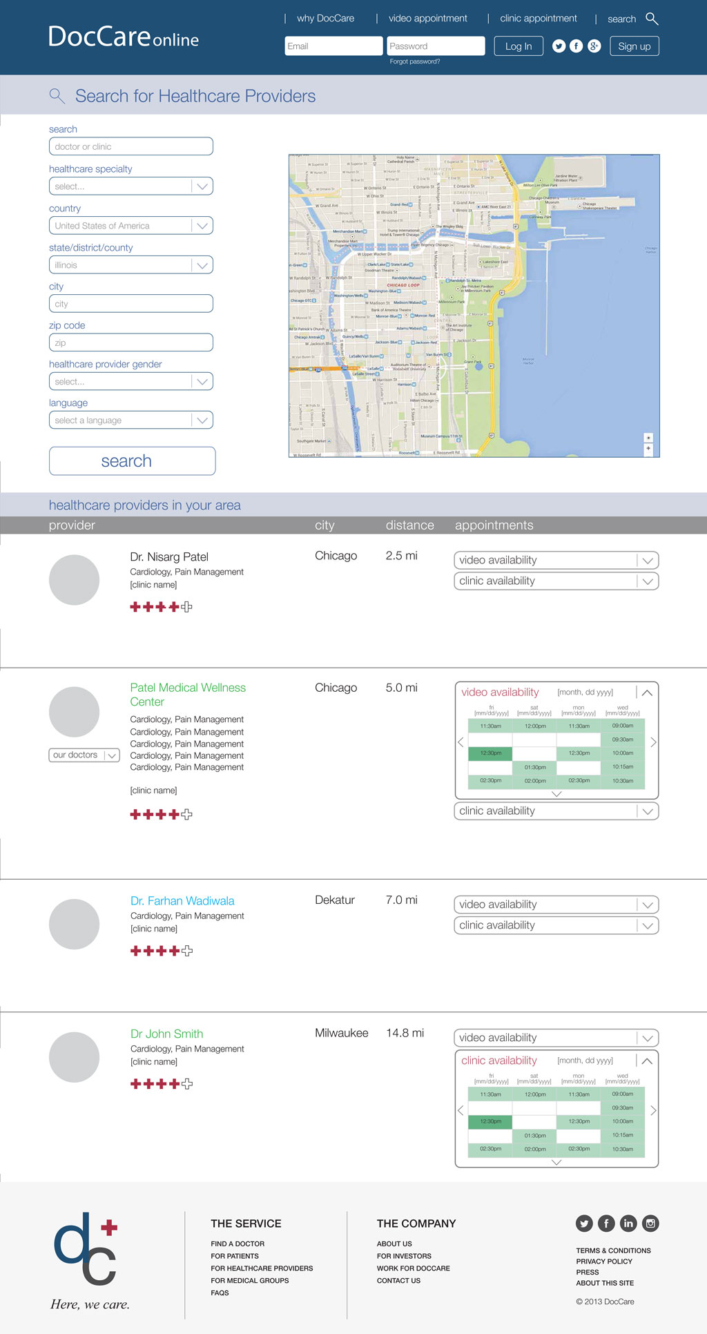 Patients can find Providers based on criteria